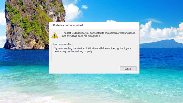 reparer USB \ DEVICE_DESCRIPTOR_FAILURE Fejl i Windows 10