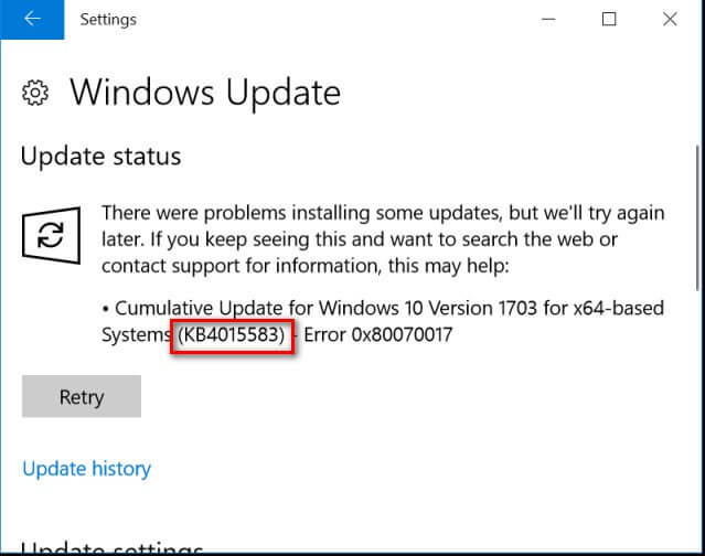 reparer Windows 10 Error Code 0x80070017