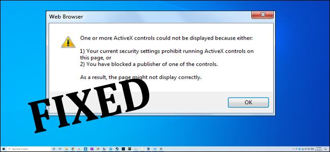 Dine nuværende sikkerhedsindstillinger forbyder at køre ActiveX