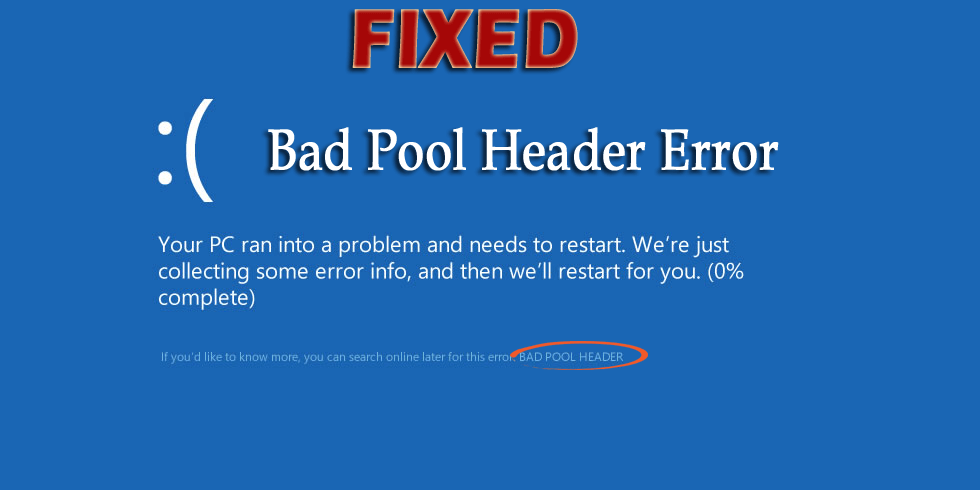 løsning af Bad Pool Header i Windows 10