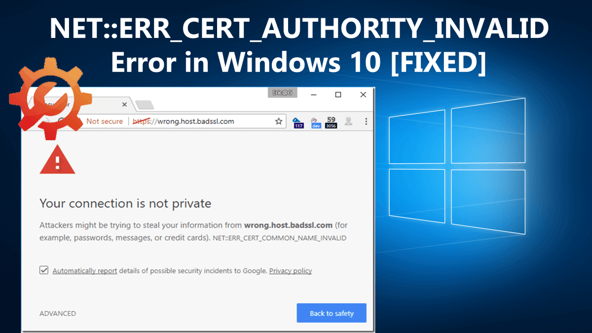 NET :: ERR_CERT_AUTHORITY_INVALID Fejl