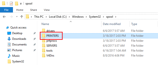 C: \ Windows \ System32 \ spool