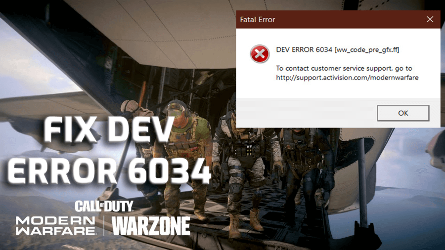 løses COD Dev-fejl 6034