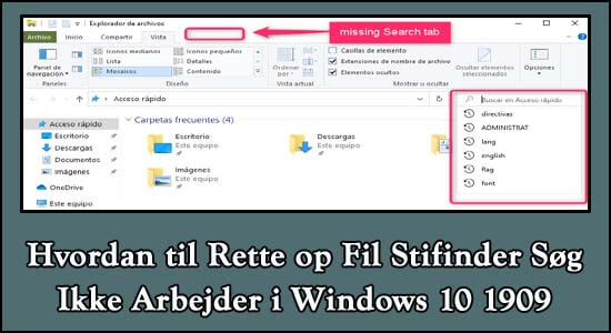 fil explorer ikke arbejder windows 10