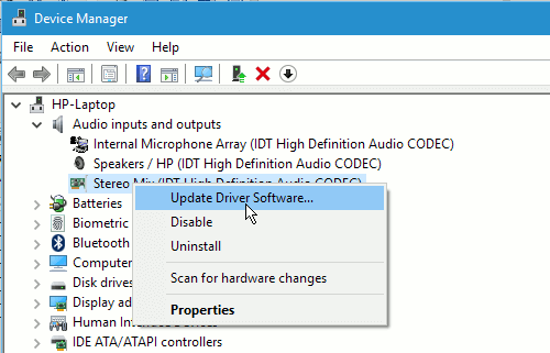 Opdater enhedsdrivere