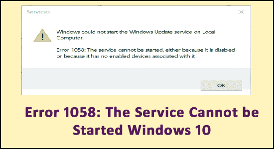 Fejl 1058 Windows 10