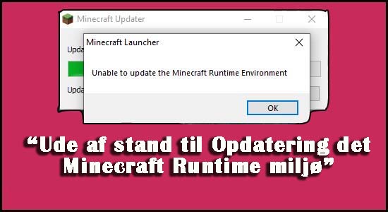 Ude af stand til Opdatering det Minecraft Runtime miljø